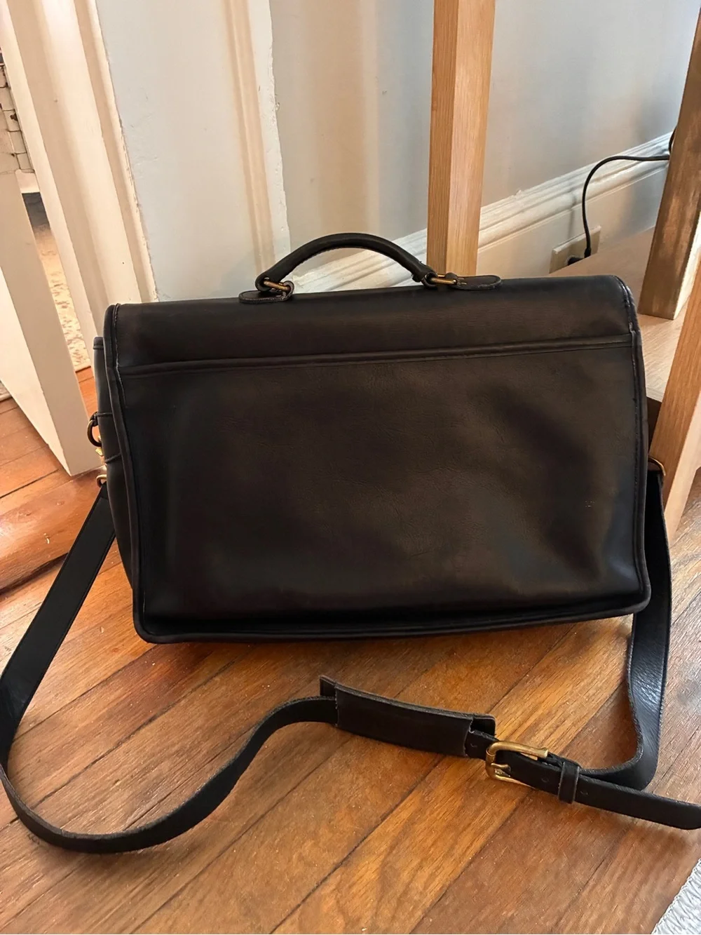 Coach Black Leather Prescott Briefcase with Gold Hardware